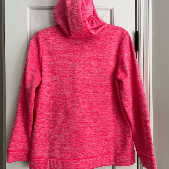 Under Armour Coldgear Girls XL Pink Fleece lined Hoodie with purple detail - Picture 2 of 9